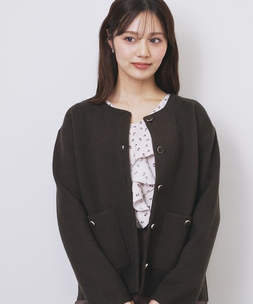 ダブルフェイスコーディガン【洗濯機OK】（カーディガン/ボレロ