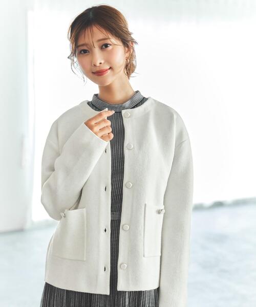ダブルフェイスコーディガン【洗濯機OK】（カーディガン/ボレロ