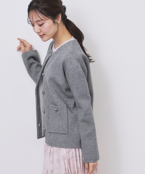 index(インデックス)の「ダブルフェイスコーディガン【洗濯機OK】(カーディガン/ボレロ・レディース・グレー/ブラウン系その他/ブラック/ホワイト系8/ピンク系・00)」の10枚目の写真