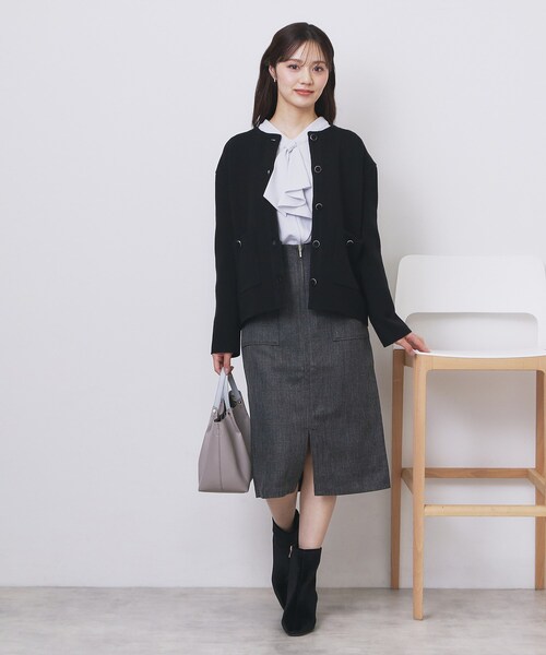 index(インデックス)の「ダブルフェイスコーディガン【洗濯機OK】(カーディガン/ボレロ・レディース・グレー/ブラウン系その他/ブラック/ホワイト系8/ピンク系・00)」の21枚目の写真