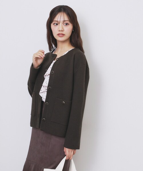 ダブルフェイスコーディガン【洗濯機OK】（カーディガン/ボレロ