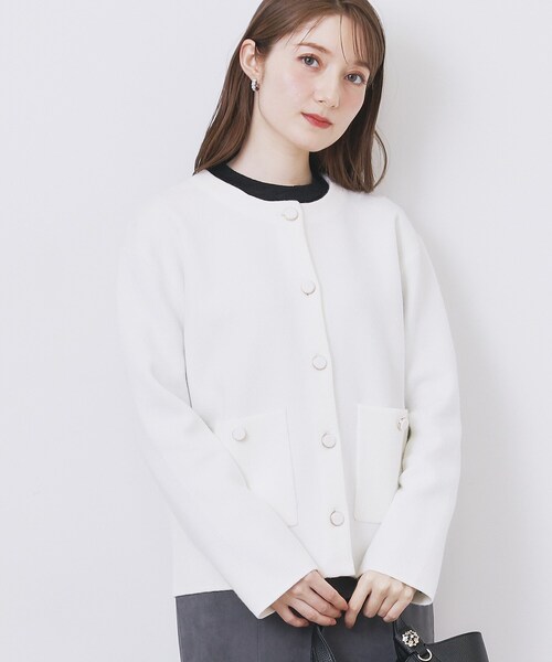ダブルフェイスコーディガン【洗濯機OK】（カーディガン/ボレロ