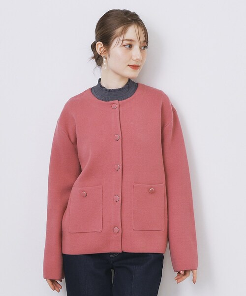 ダブルフェイスコーディガン【洗濯機OK】（カーディガン/ボレロ