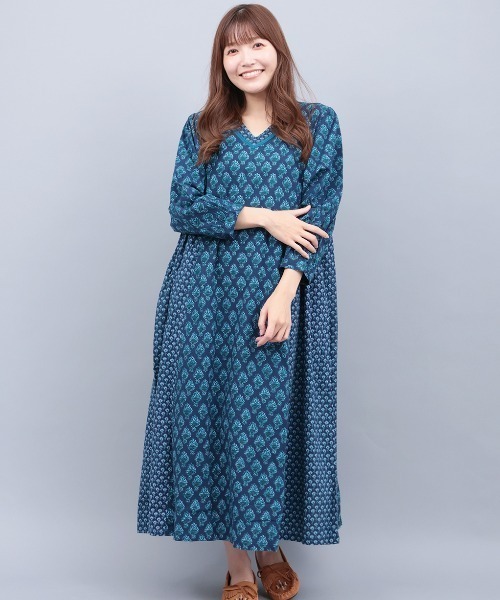 チチカカ（チチカカ）の「ブーケワンピース（ワンピース・レディース・マスタード/ネイビー・FREE）」の3枚目の写真