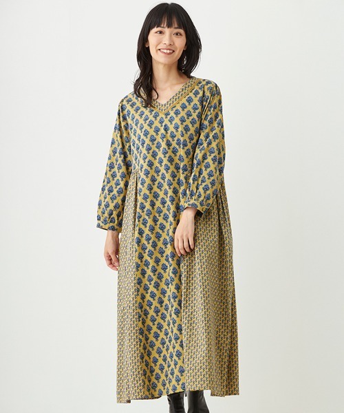 チチカカ（チチカカ）の「ブーケワンピース（ワンピース・レディース・マスタード/ネイビー・FREE）」の7枚目の写真