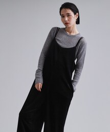 オールインワン・サロペット（ブラック/黒色系・ベロア
