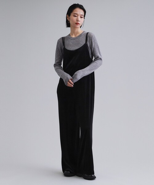 OPAQUE.CLIP（オペークドットクリップ）の「【es】ベロアサロペット【洗濯機OK】（サロペット/オーバーオール・レディース・ブラック/ダークブラウン・36/38）」の20枚目の写真