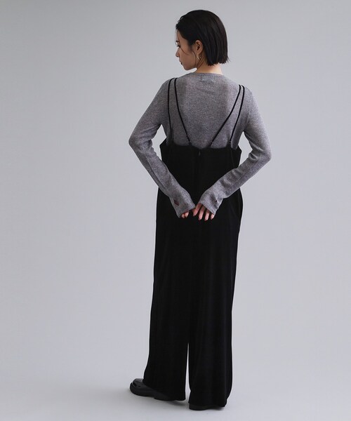 OPAQUE.CLIP（オペークドットクリップ）の「【es】ベロアサロペット【洗濯機OK】（サロペット/オーバーオール・レディース・ブラック/ダークブラウン・36/38）」の18枚目の写真