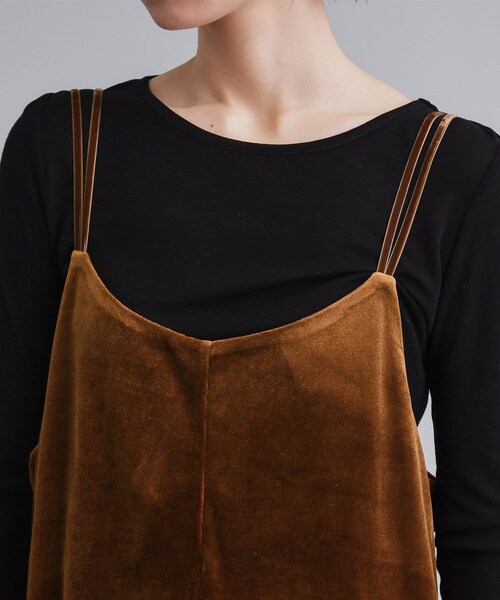 OPAQUE.CLIP（オペークドットクリップ）の「【es】ベロアサロペット【洗濯機OK】（サロペット/オーバーオール・レディース・ブラック/ダークブラウン・36/38）」の9枚目の写真