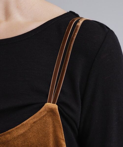 OPAQUE.CLIP（オペークドットクリップ）の「【es】ベロアサロペット【洗濯機OK】（サロペット/オーバーオール・レディース・ブラック/ダークブラウン・36/38）」の5枚目の写真