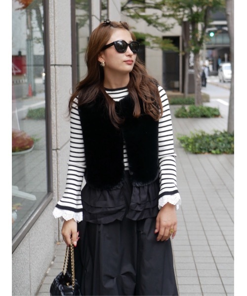 フリルドッキングファーベスト（その他アウター）｜BeBeoD（べベッド