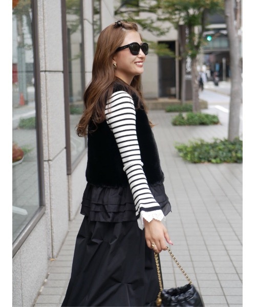 フリルドッキングファーベスト（その他アウター）｜BeBeoD（べベッド