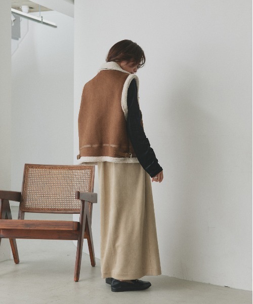 セール】ムートン ボアベスト（ムートンコート）｜ad thie（アドティエ