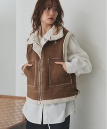 希少美品Lサイズ　リアルムートンベスト　ボア　バックロゴ　イタリア製　切り替え ムートンベスト」に該当するファッション通販 - ZOZOTOWN