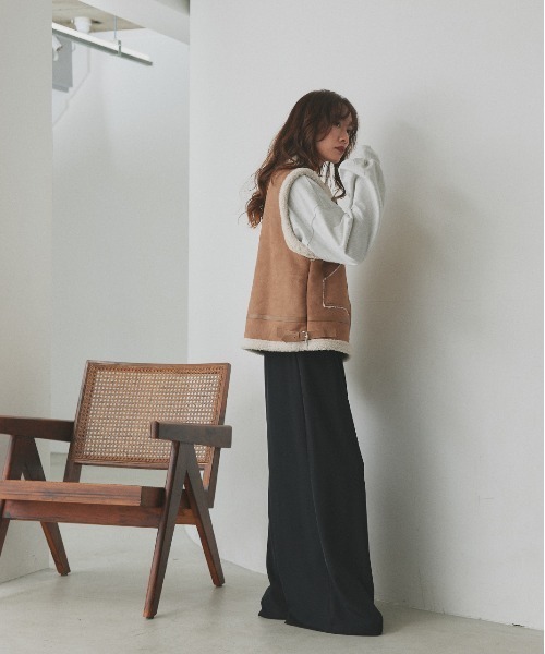 セール】ムートン ボアベスト（ムートンコート）｜ad thie（アドティエ