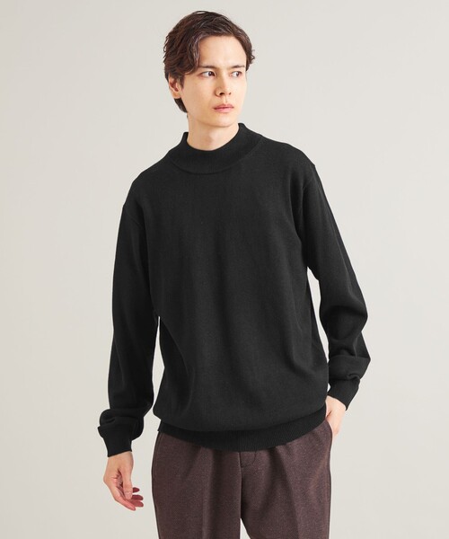 セール】ハイゲージ ウール モックネック ニット ‐ハンド