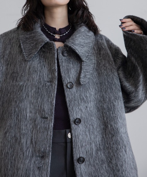 今期最新作☆受注会No.1シャギースタンドネックコート新品 セール】ミックスシャギースタンドネックコート（その他アウター