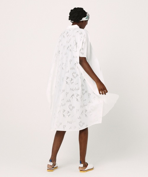 BEDSIDEDRAMA(ベットサイドドラマ)の「Dancing Lace poncho shirt(シャツワンピース・レディース・ホワイト/ブラック・2)」の7枚目の写真