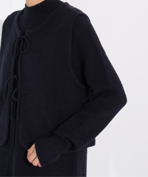 N.（N. Natural Beauty Basic）（エヌエヌナチュラルビューティーベーシック）の「リボンニットアンサンブルワンピース（ワンピース・レディース・ネイビー/グレー・MEDIUM）」の8枚目の写真