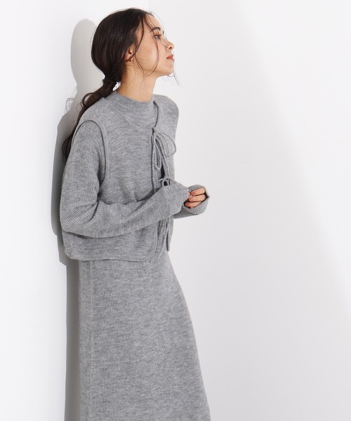 N.（N. Natural Beauty Basic）（エヌエヌナチュラルビューティーベーシック）の「リボンニットアンサンブルワンピース（ワンピース・レディース・ネイビー/グレー・MEDIUM）」の11枚目の写真