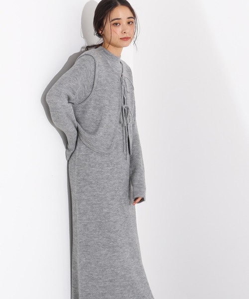 N.（N. Natural Beauty Basic）（エヌエヌナチュラルビューティーベーシック）の「リボンニットアンサンブルワンピース（ワンピース・レディース・ネイビー/グレー・MEDIUM）」の13枚目の写真
