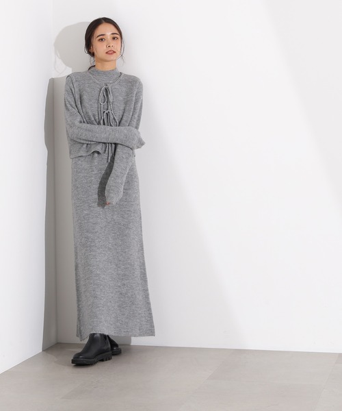 N.（N. Natural Beauty Basic）（エヌエヌナチュラルビューティーベーシック）の「リボンニットアンサンブルワンピース（ワンピース・レディース・ネイビー/グレー・MEDIUM）」の14枚目の写真