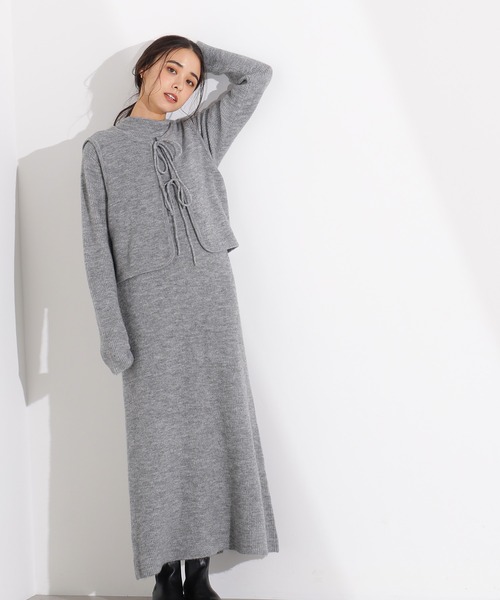 N.（N. Natural Beauty Basic）（エヌエヌナチュラルビューティーベーシック）の「リボンニットアンサンブルワンピース（ワンピース・レディース・ネイビー/グレー・MEDIUM）」の16枚目の写真
