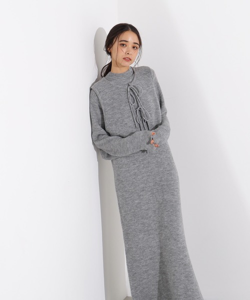 N.（N. Natural Beauty Basic）（エヌエヌナチュラルビューティーベーシック）の「リボンニットアンサンブルワンピース（ワンピース・レディース・ネイビー/グレー・MEDIUM）」の17枚目の写真