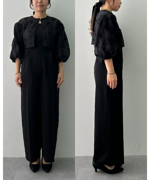 2点セットアイテム】2wayフラワーモチーフボレロオールインワンパンツ