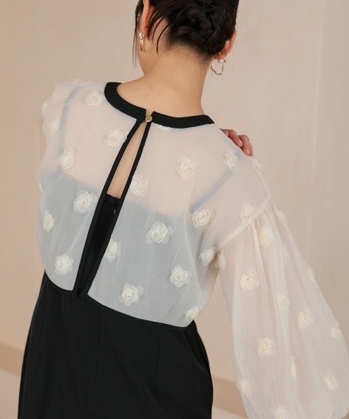 Jolie et Jolie(ジョリーエジョリー)の「【再入荷】2wayフラワーモチーフボレロオールインワンパンツドレス(パンツドレス・レディース・ブラック×グレー/ブラック×ベージュ/ブラック×ブラック・LL/S/M/L/4L/3L)」の14枚目の写真