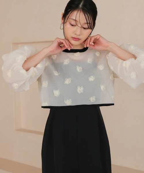 Jolie et Jolie(ジョリーエジョリー)の「【再入荷】2wayフラワーモチーフボレロオールインワンパンツドレス(パンツドレス・レディース・ブラック×グレー/ブラック×ベージュ/ブラック×ブラック・LL/S/M/L/4L/3L)」の15枚目の写真