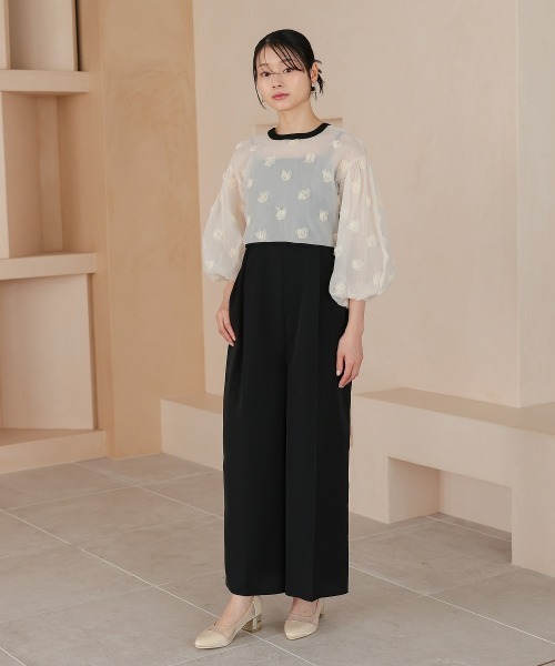 Jolie et Jolie(ジョリーエジョリー)の「【再入荷】2wayフラワーモチーフボレロオールインワンパンツドレス(パンツドレス・レディース・ブラック×グレー/ブラック×ベージュ/ブラック×ブラック・LL/S/M/L/4L/3L)」の17枚目の写真