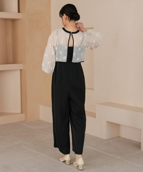 Jolie et Jolie(ジョリーエジョリー)の「【再入荷】2wayフラワーモチーフボレロオールインワンパンツドレス(パンツドレス・レディース・ブラック×グレー/ブラック×ベージュ/ブラック×ブラック・LL/S/M/L/4L/3L)」の18枚目の写真