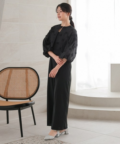 Jolie et Jolie(ジョリーエジョリー)の「【再入荷】2wayフラワーモチーフボレロオールインワンパンツドレス(パンツドレス・レディース・ブラック×グレー/ブラック×ベージュ/ブラック×ブラック・LL/S/M/L/4L/3L)」の21枚目の写真