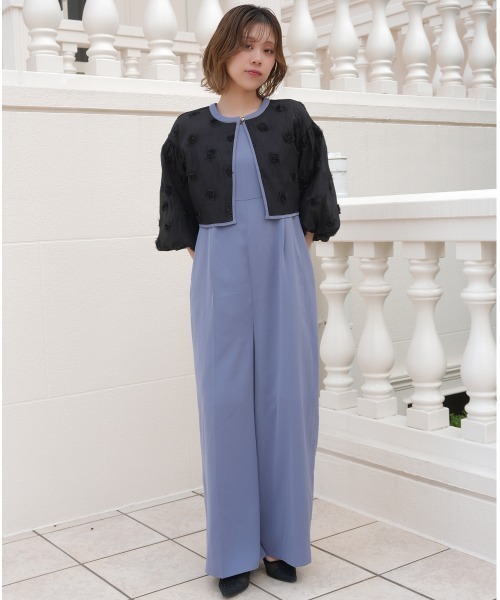 セール】【2点セットアイテム】2wayフラワーモチーフボレロ