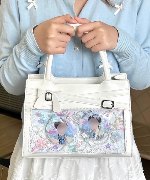 VIBGYOR(ヴィブジョー)の「oshipic/推し活ハンドバッグ/リボンデザイン2wayバッグ S0005(ハンドバッグ・レディース・ブルー/シルバー/ホワイト/ピンク/パープル・FREE)」の2枚目の写真