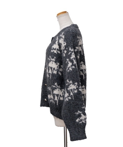 CLOTHY(クロシィ)の「【ふわもこ感がたまらない◎冬ムード満点の大人カーデ】レトロノルディック柄カーディガン(カーディガン/ボレロ・レディース・チャコールグレー/カーキ・FREE)」の9枚目の写真