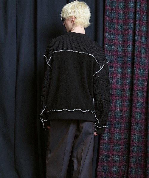 MAISON SPECIAL(メゾンスペシャル)の「《UNISEX》Sweat Docking Mellow Knit/スウェットドッキングメロウニット【MAISON SPECIAL/メゾンスペシャル】(ニット/セーター・メンズ・ネイビー/ブラック・2/1/0)」の10枚目の写真