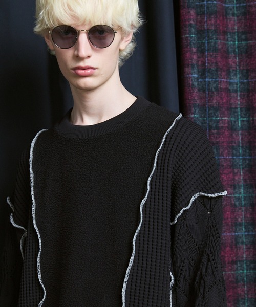 MAISON SPECIAL(メゾンスペシャル)の「《UNISEX》Sweat Docking Mellow Knit/スウェットドッキングメロウニット【MAISON SPECIAL/メゾンスペシャル】(ニット/セーター・メンズ・ネイビー/ブラック・2/1/0)」の11枚目の写真