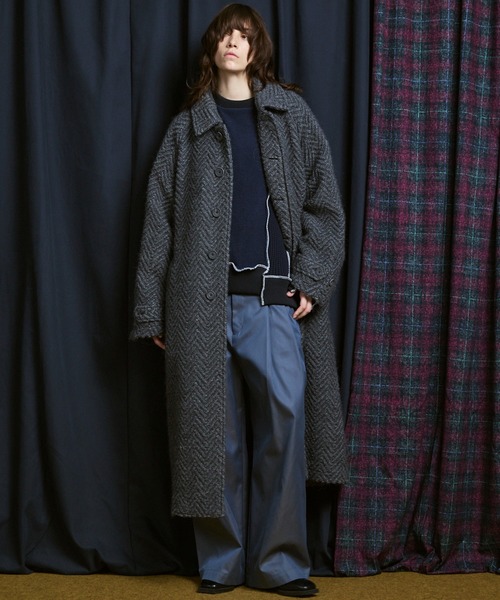 MAISON SPECIAL(メゾンスペシャル)の「《UNISEX》Sweat Docking Mellow Knit/スウェットドッキングメロウニット【MAISON SPECIAL/メゾンスペシャル】(ニット/セーター・メンズ・ネイビー/ブラック・2/1/0)」の6枚目の写真