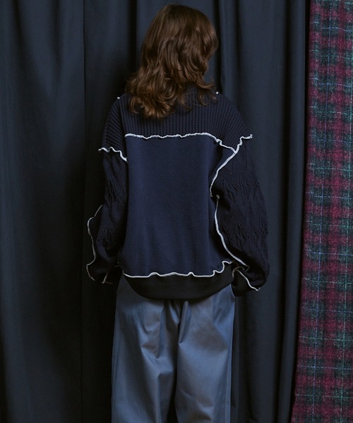 MAISON SPECIAL(メゾンスペシャル)の「《UNISEX》Sweat Docking Mellow Knit/スウェットドッキングメロウニット【MAISON SPECIAL/メゾンスペシャル】(ニット/セーター・メンズ・ネイビー/ブラック・2/1/0)」の14枚目の写真