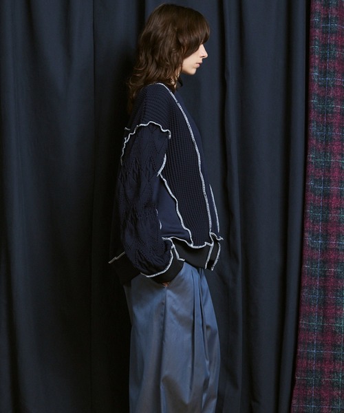 MAISON SPECIAL(メゾンスペシャル)の「《UNISEX》Sweat Docking Mellow Knit/スウェットドッキングメロウニット【MAISON SPECIAL/メゾンスペシャル】(ニット/セーター・メンズ・ネイビー/ブラック・2/1/0)」の13枚目の写真