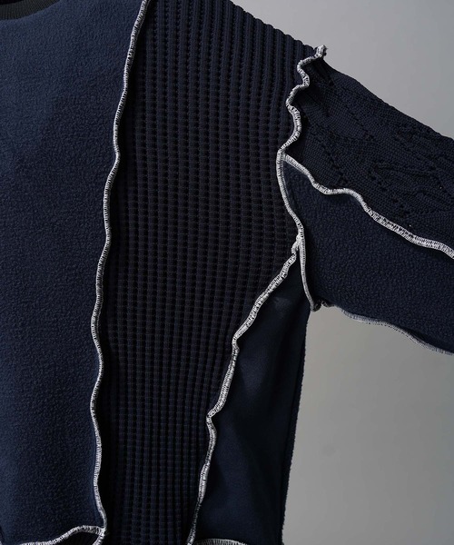 MAISON SPECIAL(メゾンスペシャル)の「《UNISEX》Sweat Docking Mellow Knit/スウェットドッキングメロウニット【MAISON SPECIAL/メゾンスペシャル】(ニット/セーター・メンズ・ネイビー/ブラック・2/1/0)」の20枚目の写真