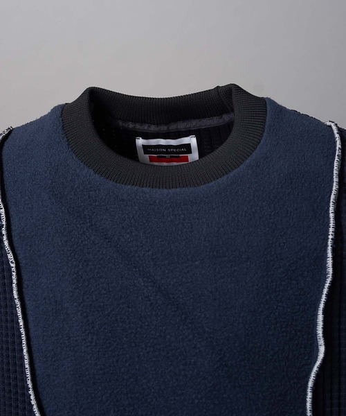 MAISON SPECIAL(メゾンスペシャル)の「《UNISEX》Sweat Docking Mellow Knit/スウェットドッキングメロウニット【MAISON SPECIAL/メゾンスペシャル】(ニット/セーター・メンズ・ネイビー/ブラック・2/1/0)」の19枚目の写真