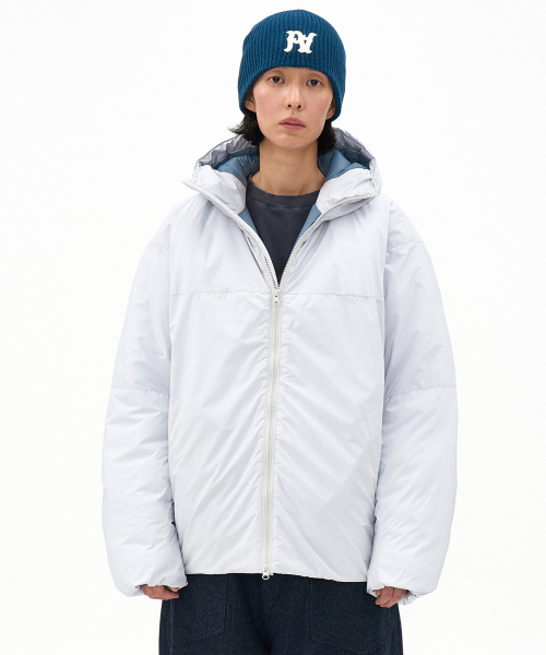 ライトエアパディングパーカースカイグレー