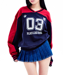YOUHEE（ユヒ）の「GRAPHIC TRACK JERSEY SWEAT SHIRTS NAVY（スウェット）」