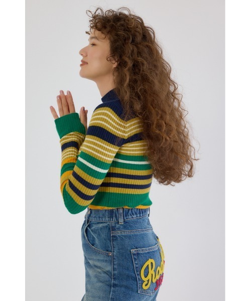 RODEO CROWNS WIDE BOWL(ロデオクラウンズワイドボウル)の「マルチボーダーニットトップス(ニット/セーター・レディース・オフホワイト/ブルー系その他2/ブルー系その他3/ブラック・FREE)」の10枚目の写真