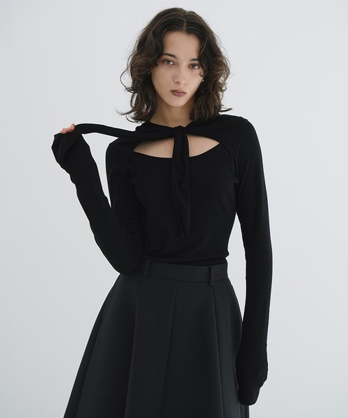 【新品・未使用】　clane BOW TIE HOODED CUT TOPS BOW TIE HOODED CUT TOPS（ニット/セーター）｜CLANE（クラネ）の