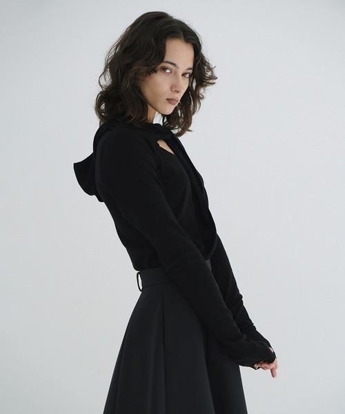 BOW TIE HOODED CUT TOPS（ニット/セーター）｜CLANE（クラネ）の