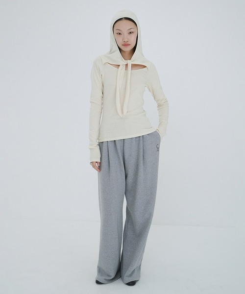 CLANE クラネ　BOW TIE HOODED CUT TOPS セール】BOW TIE HOODED CUT TOPS（ニット/セーター）｜CLANE（クラネ